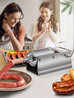 Amocart 3L Horizontal Sausage Stuffer Manual Sausage Maker Stainless Steel With 5 Filling Nozzles For Home & Commercial Use