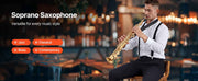 Charger l'image dans la visionneuse de galerie, SucceBuy Straight Soprano Brass Saxophone B Flat 23 Keys, Mouthpiece, Cleaning Cloth Rod, Gloves, Neck Strap, kit for Beginners
