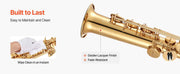 Charger l'image dans la visionneuse de galerie, SucceBuy Straight Soprano Brass Saxophone B Flat 23 Keys, Mouthpiece, Cleaning Cloth Rod, Gloves, Neck Strap, kit for Beginners
