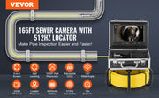 Charger l'image dans la visionneuse de galerie, Amocart Sewer Camera 165 ft/50 m Self-Leveling Drain Inspection Camera with 9" 1080P HD Screen and 512Hz Locator for Duct Pipe
