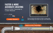 Charger l'image dans la visionneuse de galerie, Amocart Sewer Camera 165 ft/50 m Self-Leveling Drain Inspection Camera with 9" 1080P HD Screen and 512Hz Locator for Duct Pipe
