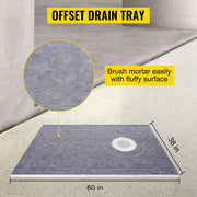 Bild in Galerie-Viewer laden, SucceBuy Waterproofing Shower Kit 38''x60'' Shower Kit Tray With Offset Drain PVC Or ABS 4" Stainless Steel Grate 2 Cuttable

