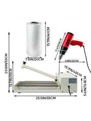 Bild in Galerie-Viewer laden, Amocart 12/18/24in Shrink Wrap Sealer Laminating Machine W/ Heat Gun 1800W Film Available Roll For PVC POF Film Books Toys Food
