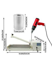 Bild in Galerie-Viewer laden, Amocart 12/18/24in Shrink Wrap Sealer Laminating Machine W/ Heat Gun 1800W Film Available Roll For PVC POF Film Books Toys Food
