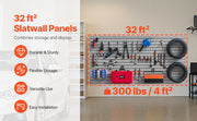Bild in Galerie-Viewer laden, Amocart 8x4ft White/Grey Slat Wall Paneling PVC Garage Slatwall with Accessories Adjustable Tool Storage Panel Fits for Display
