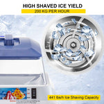 Amocart Commercial Ice Shaver Crusher 441LBS/H with 11LBS Hopper Electric Snow Cone Maker For Parties Events Snack Bar