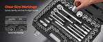 Amocart Socket Set 86 Pieces 3/8 1/4 1/2in Drive Socket and Ratchet Set SAE Metric Mechanic Tool Kit with Ratchet Wrench