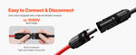 SucceBuy Solar Panel Extension Cable 20FT Black + 20FT Red / 30FT Black + 30FT Red / 50FT Black + 50FT Red / 100FT Black + 100FT Red 10AWG with Female & Male Waterproof Connectors 6mm² PV Cable for Home Ship