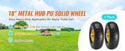 Charger l'image dans la visionneuse de galerie, SucceBuy 2-Pack Solid PU Run-Flat Tire Wheel 10" Flat Free Tubeless Tires and Wheels for Dollies Garden Trailers Various Carts
