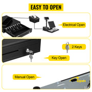 Bild in Galerie-Viewer laden, Amocart Cash Register Drawer 16" 12 V for POS System Tray Removable Coin Compartment &amp; 2 Keys Included RJ11/RJ12 Cable Drawer
