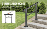 Bild in Galerie-Viewer laden, Amocart Outdoor Handrail 165LBS Load Aluminum  36 x 35\" Outdoor Stair Railing  Handrail Fits 2-3 Steps with Screw K for Home
