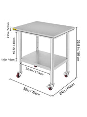 Charger l'image dans la visionneuse de galerie, Amocart Stainless Steel Kitchen Worktable shelves Commercial Work Bench Table with Caster Wheels for Home Restaurant Storage
