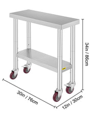 Bild in Galerie-Viewer laden, Amocart Stainless Steel Kitchen Worktable shelves Commercial Work Bench Table with Caster Wheels for Home Restaurant Storage
