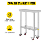 Charger l'image dans la visionneuse de galerie, Amocart Stainless Steel Kitchen Worktable shelves Commercial Work Bench Table with Caster Wheels for Home Restaurant Storage
