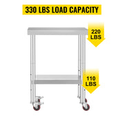 Charger l'image dans la visionneuse de galerie, Amocart Stainless Steel Kitchen Worktable shelves Commercial Work Bench Table with Caster Wheels for Home Restaurant Storage
