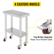 Bild in Galerie-Viewer laden, Amocart Stainless Steel Kitchen Worktable shelves Commercial Work Bench Table with Caster Wheels for Home Restaurant Storage
