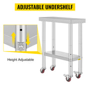 Charger l'image dans la visionneuse de galerie, Amocart Stainless Steel Kitchen Worktable shelves Commercial Work Bench Table with Caster Wheels for Home Restaurant Storage
