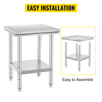 Amocart Stainless Steel Kitchen Work Bench Commercial Catering Table Worktable w/Undershelf 330LBS 286LBS for Restaurant Garage