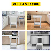 Bild in Galerie-Viewer laden, Amocart Stainless Steel Kitchen Work Bench Commercial Catering Table Worktable w/Undershelf 330LBS 286LBS for Restaurant Garage
