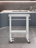 Amocart Stainless Steel Kitchen Worktable shelves Commercial Work Bench Table with Caster Wheels for Home Restaurant Storage