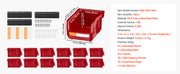 Charger l'image dans la visionneuse de galerie, Amocart Wall Mounted Storage Bins 12 Plastic Bins &amp; 3 Metal Rails Hanging Stackable Garage Workshop Nails Tools Organizer Box
