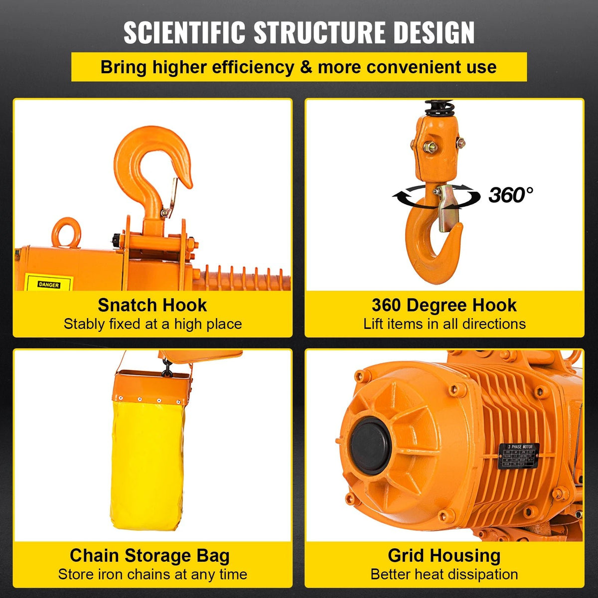 SucceBuy 0.5/1Ton 1PHASE Industrial Electric Chain Hoist 3MHigh Heavy Duty Cranes Hoists with Limit Switch Hot Forging G80 Hook - AMOCARTSucceBuy 0.5/1Ton 1PHASE Industrial Electric Chain Hoist 3MHigh Heavy Duty Cranes Hoists with Limit Switch Hot Forging G80 Hook