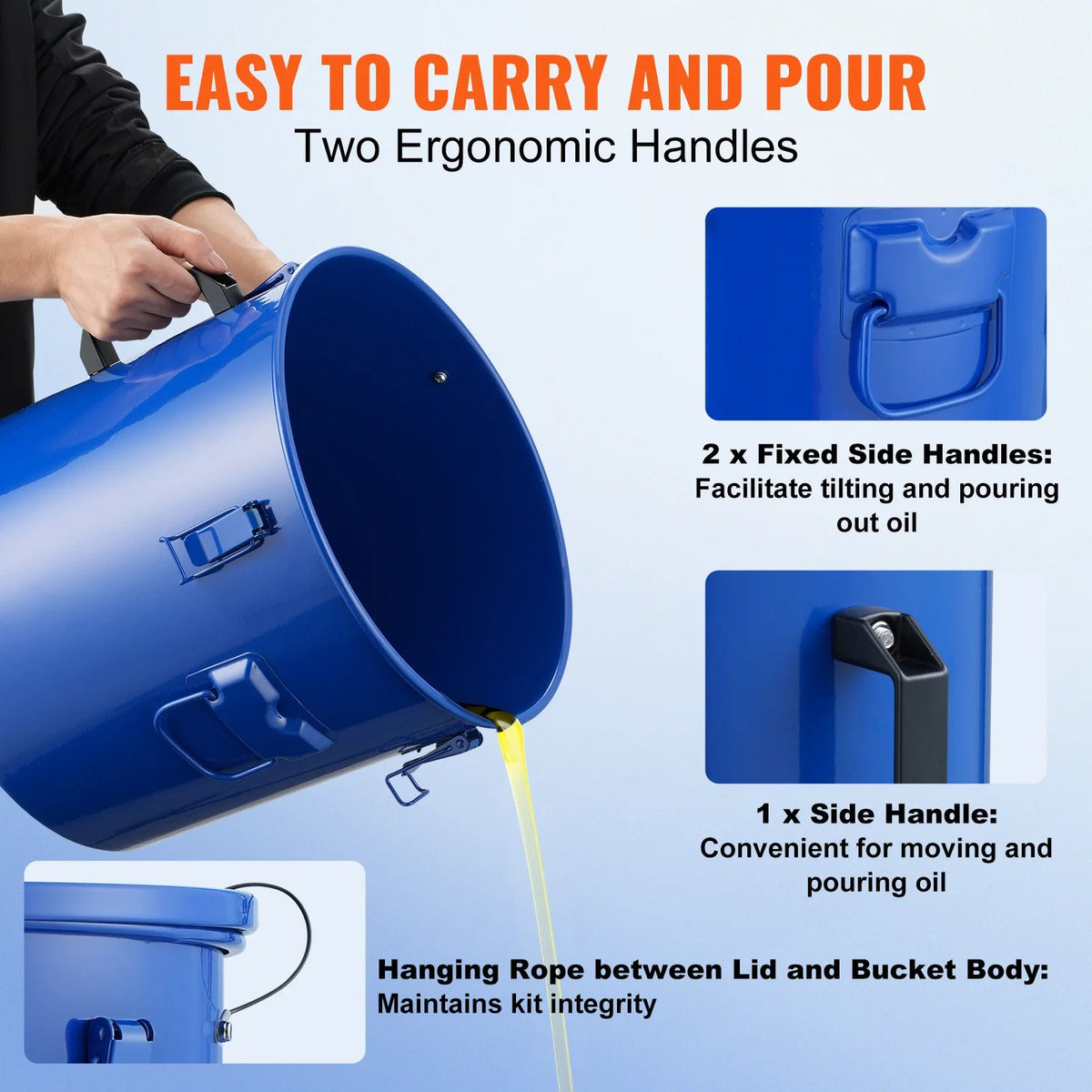 SucceBuy 10 Gal Fryer Grease Bucket Carbon/Stainless Steel Rust-Proof Coat Transport Container Lock Clips Filter Bag for Hot Oil - AMOCARTSucceBuy 10 Gal Fryer Grease Bucket Carbon/Stainless Steel Rust-Proof Coat Transport Container Lock Clips Filter Bag for Hot Oil