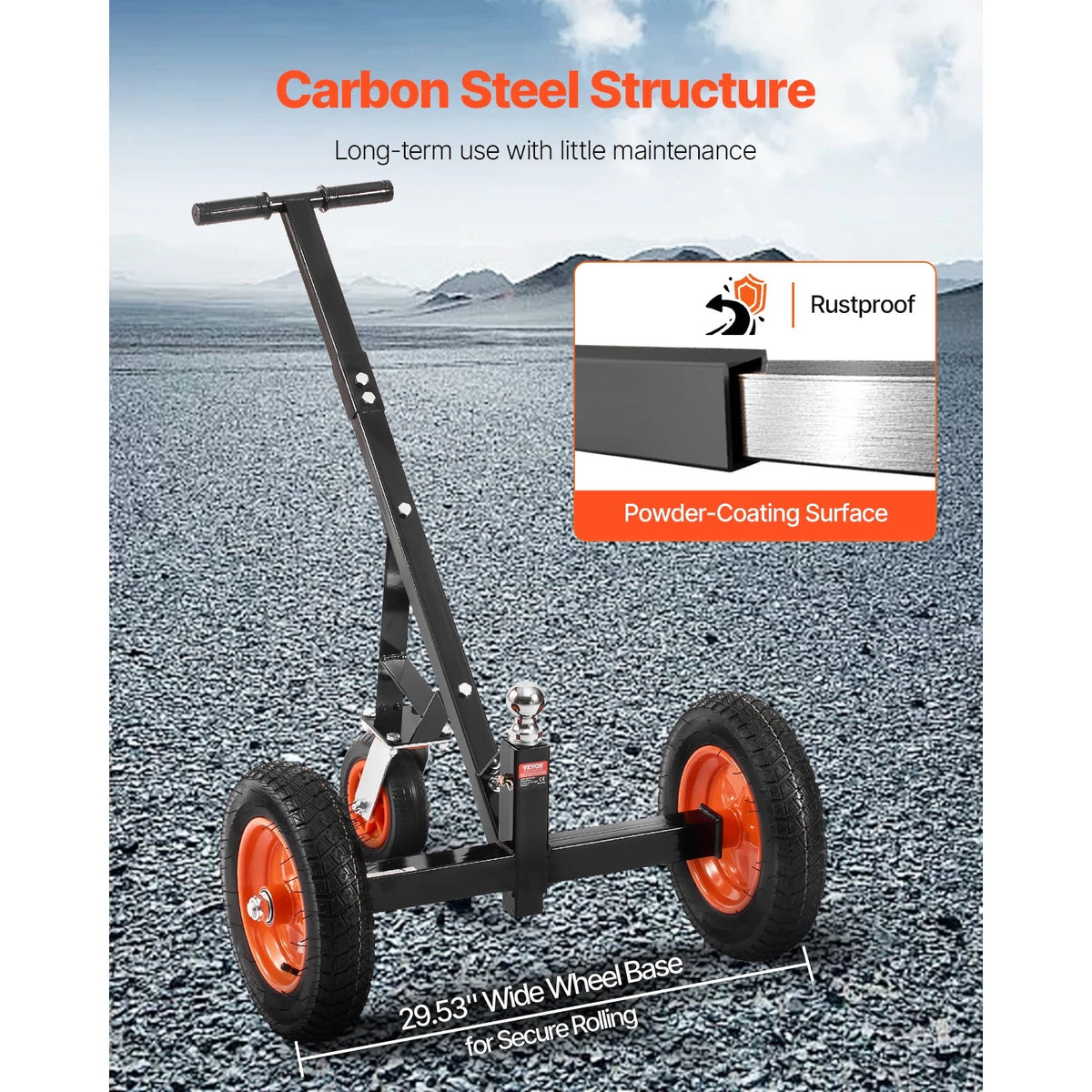 SucceBuy 1000/1200lbs Tongue Trailer Dolly Carbon Steel Boat Mover with 16.7in/18in - 22in Height Adjustable Moving Cargo RVs - AMOCARTSucceBuy 1000/1200lbs Tongue Trailer Dolly Carbon Steel Boat Mover with 16.7in/18in - 22in Height Adjustable Moving Cargo RVs