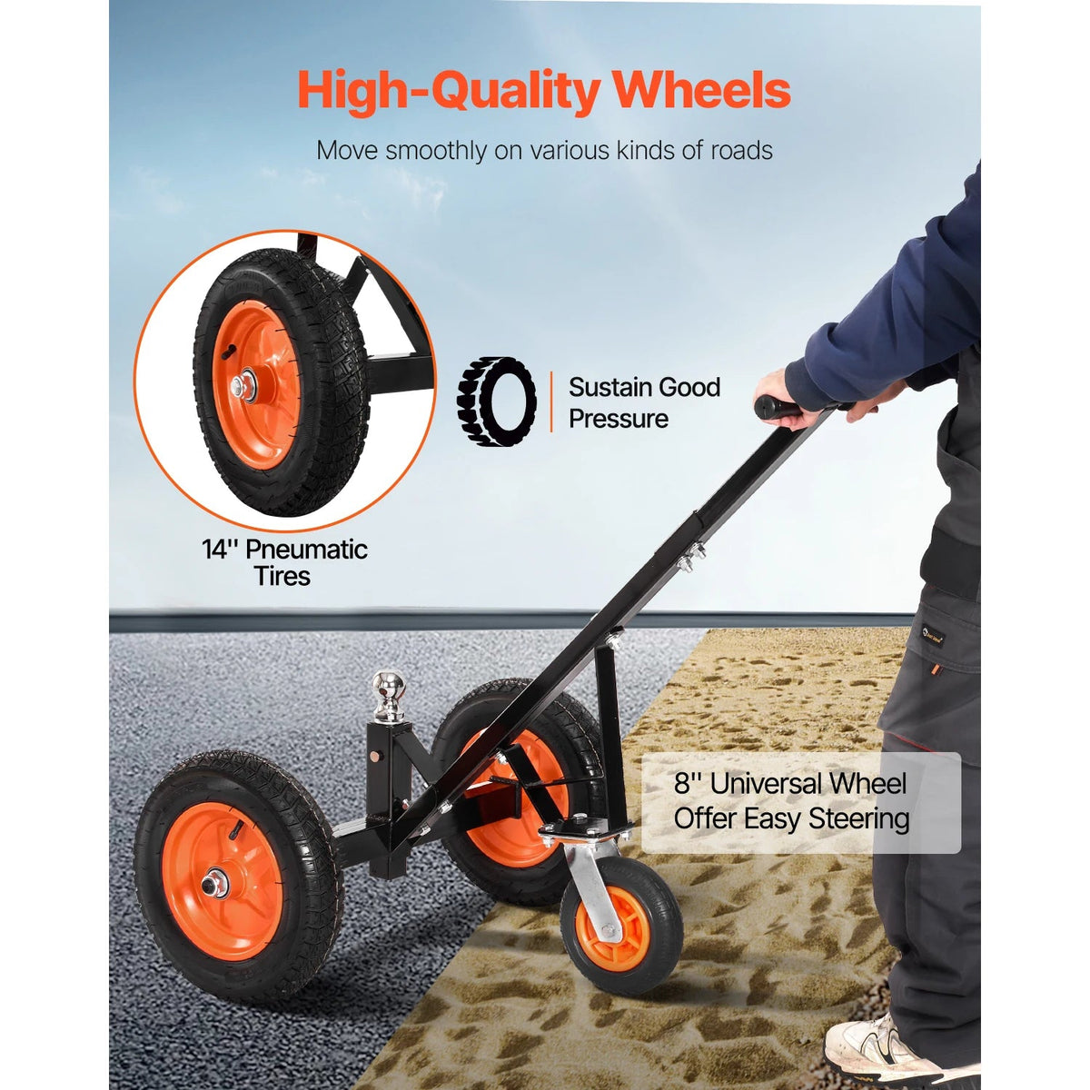 SucceBuy 1000/1200lbs Tongue Trailer Dolly Carbon Steel Boat Mover with 16.7in/18in - 22in Height Adjustable Moving Cargo RVs - AMOCARTSucceBuy 1000/1200lbs Tongue Trailer Dolly Carbon Steel Boat Mover with 16.7in/18in - 22in Height Adjustable Moving Cargo RVs