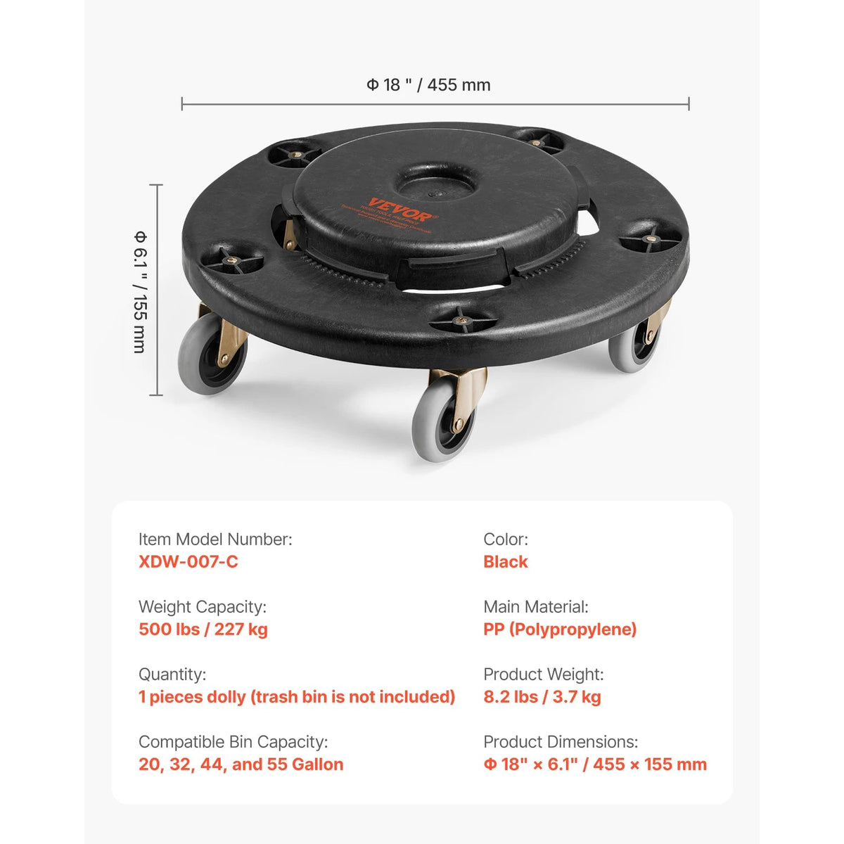 SucceBuy 1/2 Packs Trash Can Dolly Round Roller Base with 4 Lockable Wheels Rolling Barrel Cart Fit 20/32/44/55 Gal Containers - AMOCARTSucceBuy 1/2 Packs Trash Can Dolly Round Roller Base with 4 Lockable Wheels Rolling Barrel Cart Fit 20/32/44/55 Gal Containers