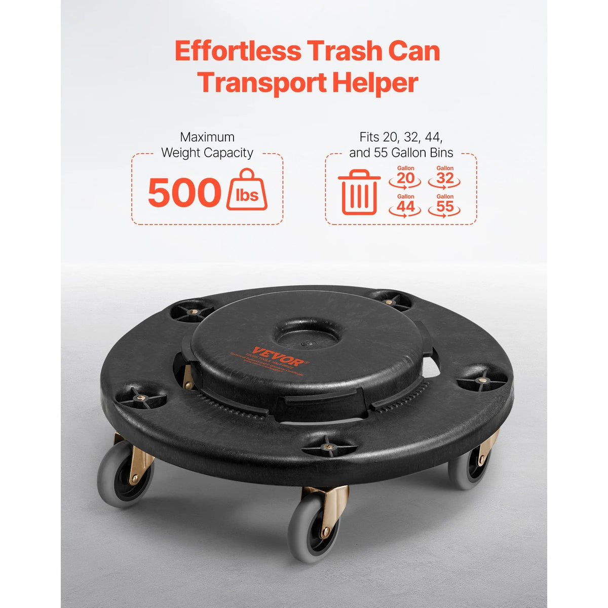 SucceBuy 1/2 Packs Trash Can Dolly Round Roller Base with 4 Lockable Wheels Rolling Barrel Cart Fit 20/32/44/55 Gal Containers - AMOCARTSucceBuy 1/2 Packs Trash Can Dolly Round Roller Base with 4 Lockable Wheels Rolling Barrel Cart Fit 20/32/44/55 Gal Containers