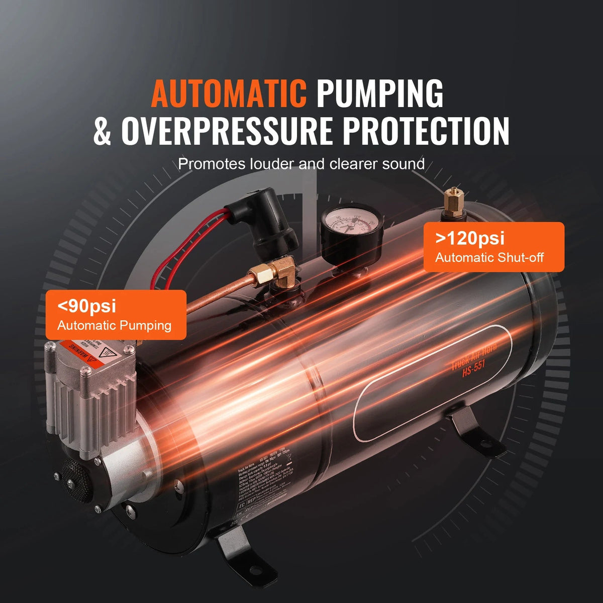 SucceBuy 12V Air Compressor with Tank 0.8 Gal/3L Train Horn Air Compressor 120psi Working Pressure Onboard Air Compressor System - AMOCARTSucceBuy 12V Air Compressor with Tank 0.8 Gal/3L Train Horn Air Compressor 120psi Working Pressure Onboard Air Compressor System