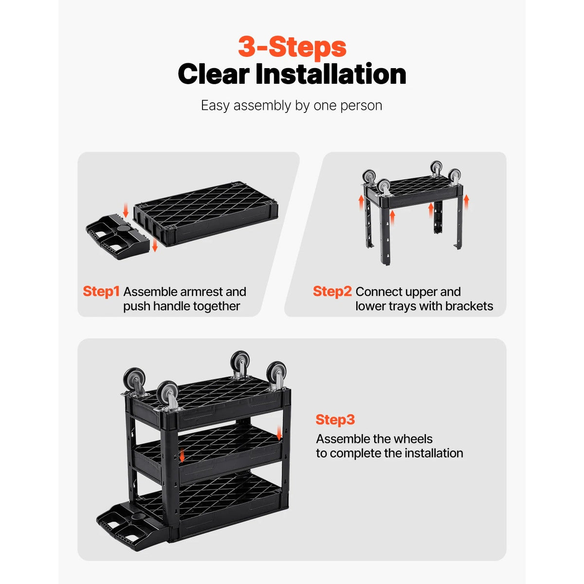 SucceBuy 2/3 Shelf Utility Service Cart Dolly with 360° Swivel Wheels Ergonomic Storage Handle for Warehouse/Garage/Cleaning - AMOCARTSucceBuy 2/3 Shelf Utility Service Cart Dolly with 360° Swivel Wheels Ergonomic Storage Handle for Warehouse/Garage/Cleaning