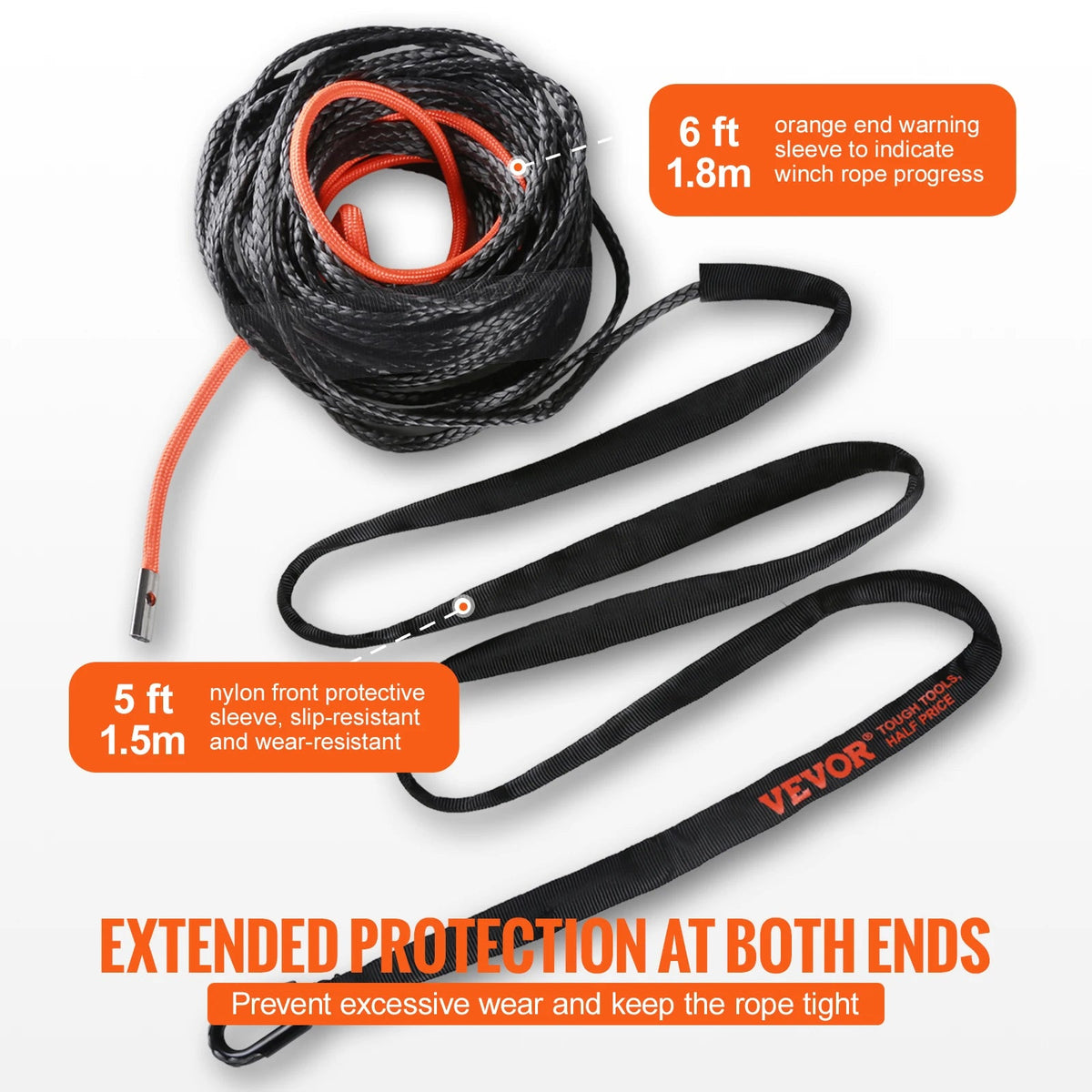 SucceBuy 26500/32000 lbs Synthetic Winch Rope Truck Boat Replacement Line Cable Rope W/ Forged Hook ATV Car Outdoor Accessories - AMOCARTSucceBuy 26500/32000 lbs Synthetic Winch Rope Truck Boat Replacement Line Cable Rope W/ Forged Hook ATV Car Outdoor Accessories