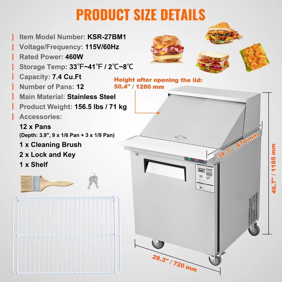 SucceBuy 28" Commercial Refrigerator Sandwich & Salad Prep Table 7.4 Cu. Ft Stainless Steel Refrigerated Food Prep Station - AMOCARTSucceBuy 28" Commercial Refrigerator Sandwich & Salad Prep Table 7.4 Cu. Ft Stainless Steel Refrigerated Food Prep Station