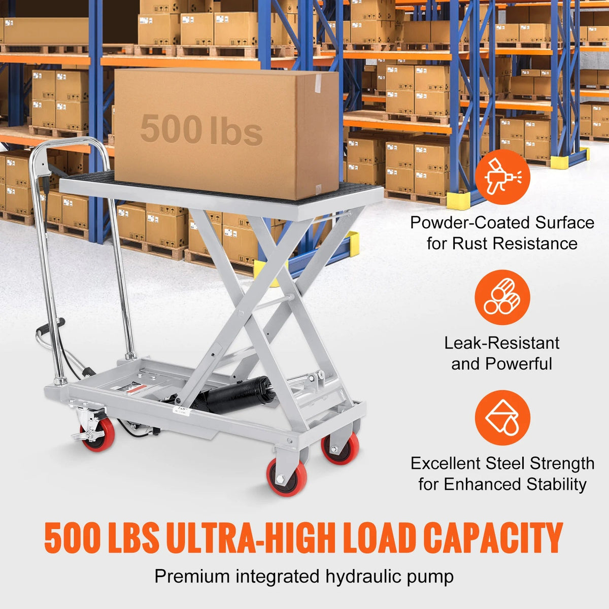 SucceBuy 330/500lbs Hydraulic Lift Table Cart Manual Single Scissor Platform with 4 Wheels and Non-slip Pad - AMOCARTSucceBuy 330/500lbs Hydraulic Lift Table Cart Manual Single Scissor Platform with 4 Wheels and Non-slip Pad