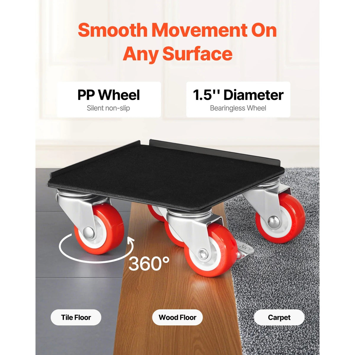 SucceBuy 4PCS Furniture Dolly 1200Lbs/3474Lbs Fridge Movers with 5 360° Rotation Wheels&Lift Slider Tool Set for Appliances Sofa - AMOCARTSucceBuy 4PCS Furniture Dolly 1200Lbs/3474Lbs Fridge Movers with 5 360° Rotation Wheels&Lift Slider Tool Set for Appliances Sofa
