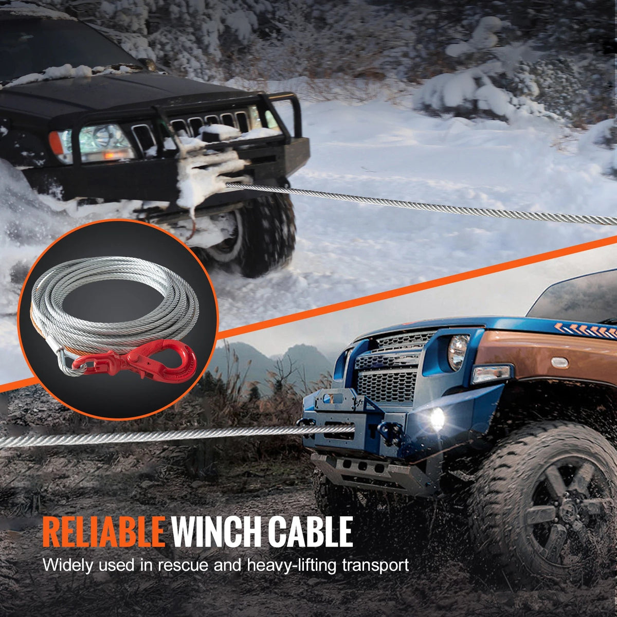 SucceBuy 50/75/100Feet Galvanized Steel Winch Cable 3/8 Inch Breaking Strength Wire Winch Rope For SUV Large Off-Road Vehicle - AMOCARTSucceBuy 50/75/100Feet Galvanized Steel Winch Cable 3/8 Inch Breaking Strength Wire Winch Rope For SUV Large Off-Road Vehicle