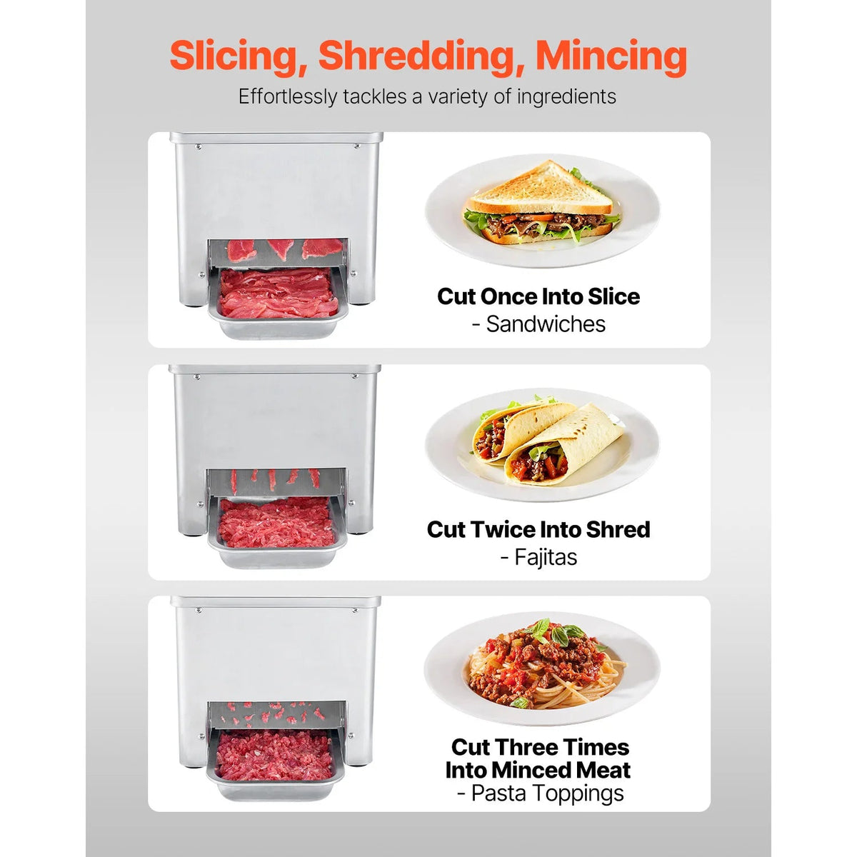 SucceBuy 550W Meat Cutter Machine 350 lb/h Commercial Meat Cutting Machine Stainless Steel 3.5 mm Thickness for Home Restaurant - AMOCARTSucceBuy 550W Meat Cutter Machine 350 lb/h Commercial Meat Cutting Machine Stainless Steel 3.5 mm Thickness for Home Restaurant