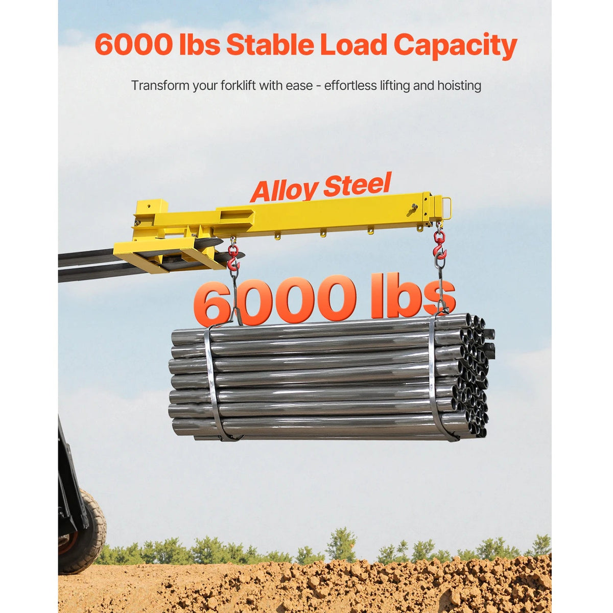 SucceBuy 6000lbs Adjustable Forklift Jib Boom Crane Manual Telescoping Boom Extends Up to 56.1 in Mobile Crane for Warehouse - AMOCARTSucceBuy 6000lbs Adjustable Forklift Jib Boom Crane Manual Telescoping Boom Extends Up to 56.1 in Mobile Crane for Warehouse