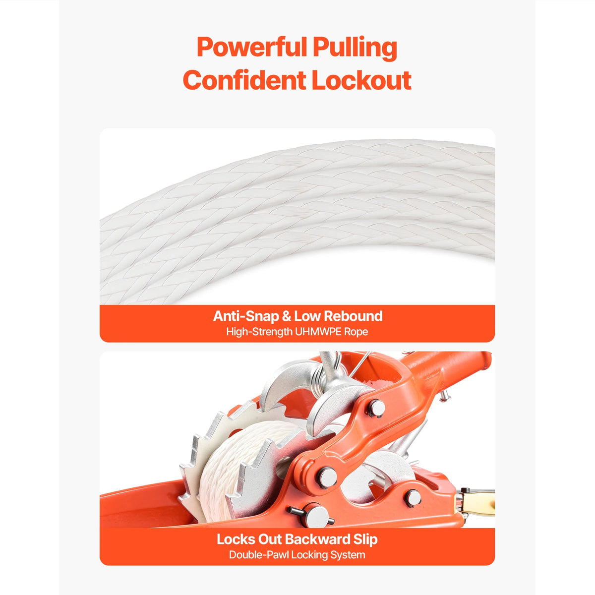 SucceBuy 6614lbs Rope Puller Ratchet Power Puller Tool with 35ft of 0.3 in Diameter Rope & 2 Hooks for Tree Felling Moving Boats - AMOCARTSucceBuy 6614lbs Rope Puller Ratchet Power Puller Tool with 35ft of 0.3 in Diameter Rope & 2 Hooks for Tree Felling Moving Boats