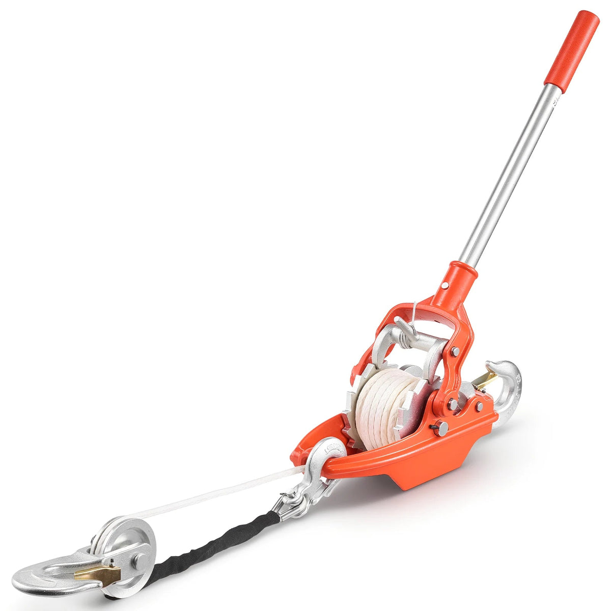 SucceBuy 6614lbs Rope Puller Ratchet Power Puller Tool with 35ft of 0.3 in Diameter Rope & 2 Hooks for Tree Felling Moving Boats - AMOCARTSucceBuy 6614lbs Rope Puller Ratchet Power Puller Tool with 35ft of 0.3 in Diameter Rope & 2 Hooks for Tree Felling Moving Boats