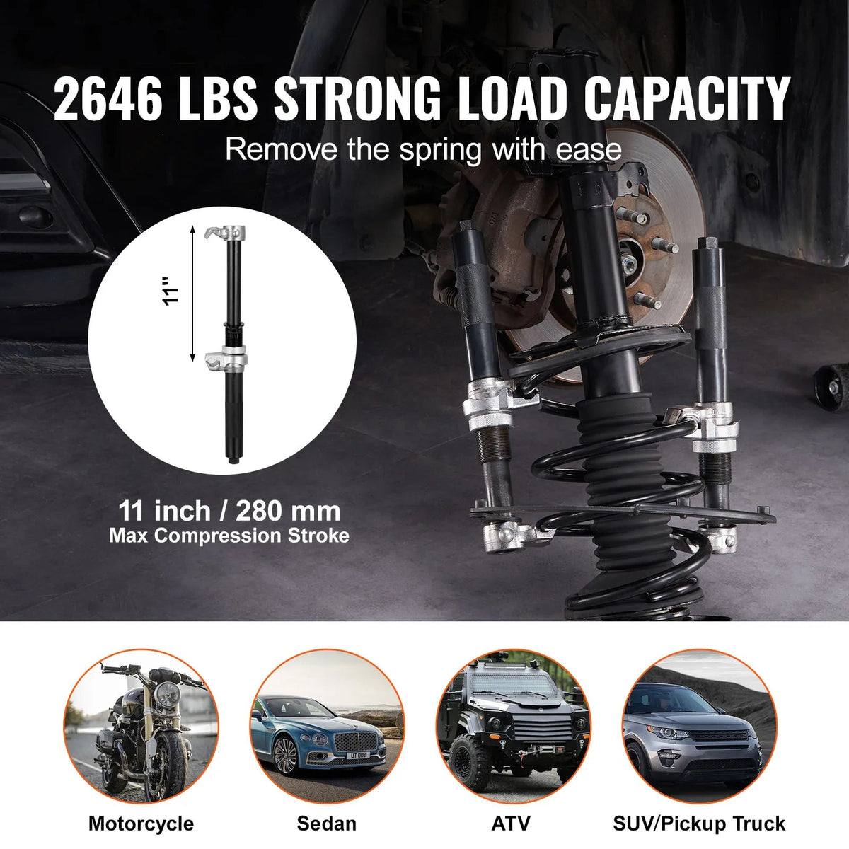SucceBuy Coil Spring Compressor Tool 2 pcs Heavy Duty Strut Spring Compressor Set 2646 lbs Strut Spring Compressor for Truck ATV - AMOCARTSucceBuy Coil Spring Compressor Tool 2 pcs Heavy Duty Strut Spring Compressor Set 2646 lbs Strut Spring Compressor for Truck ATV