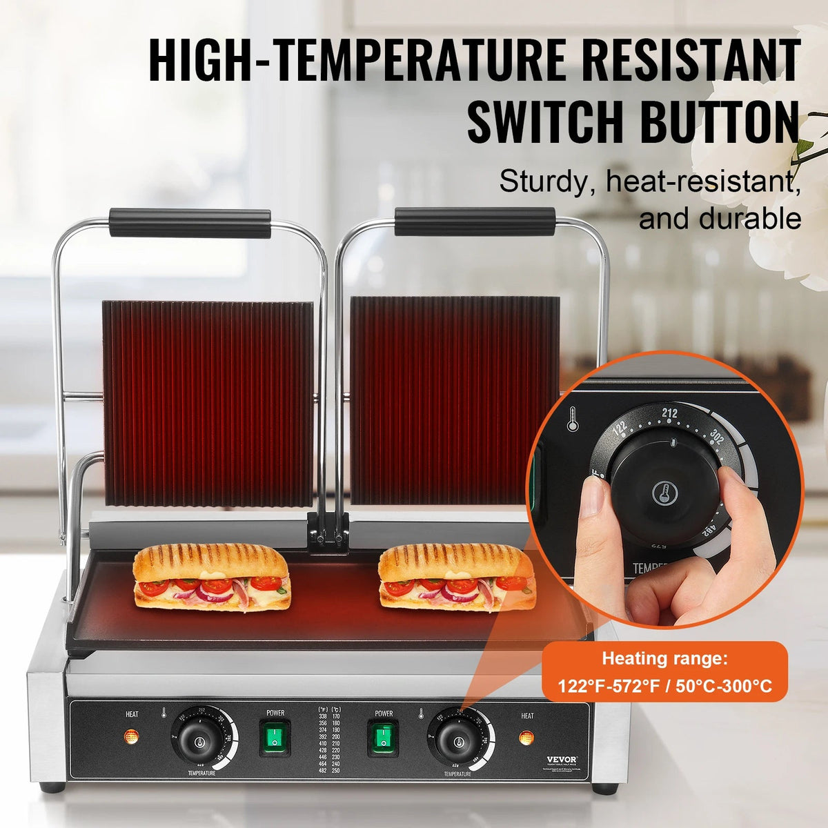 SucceBuy Commercial Panini Grill 3600W Electric Sandwich Panini Maker with Temp Control And 19"x9" for Hamburger Steak Bacon - AMOCARTSucceBuy Commercial Panini Grill 3600W Electric Sandwich Panini Maker with Temp Control And 19"x9" for Hamburger Steak Bacon