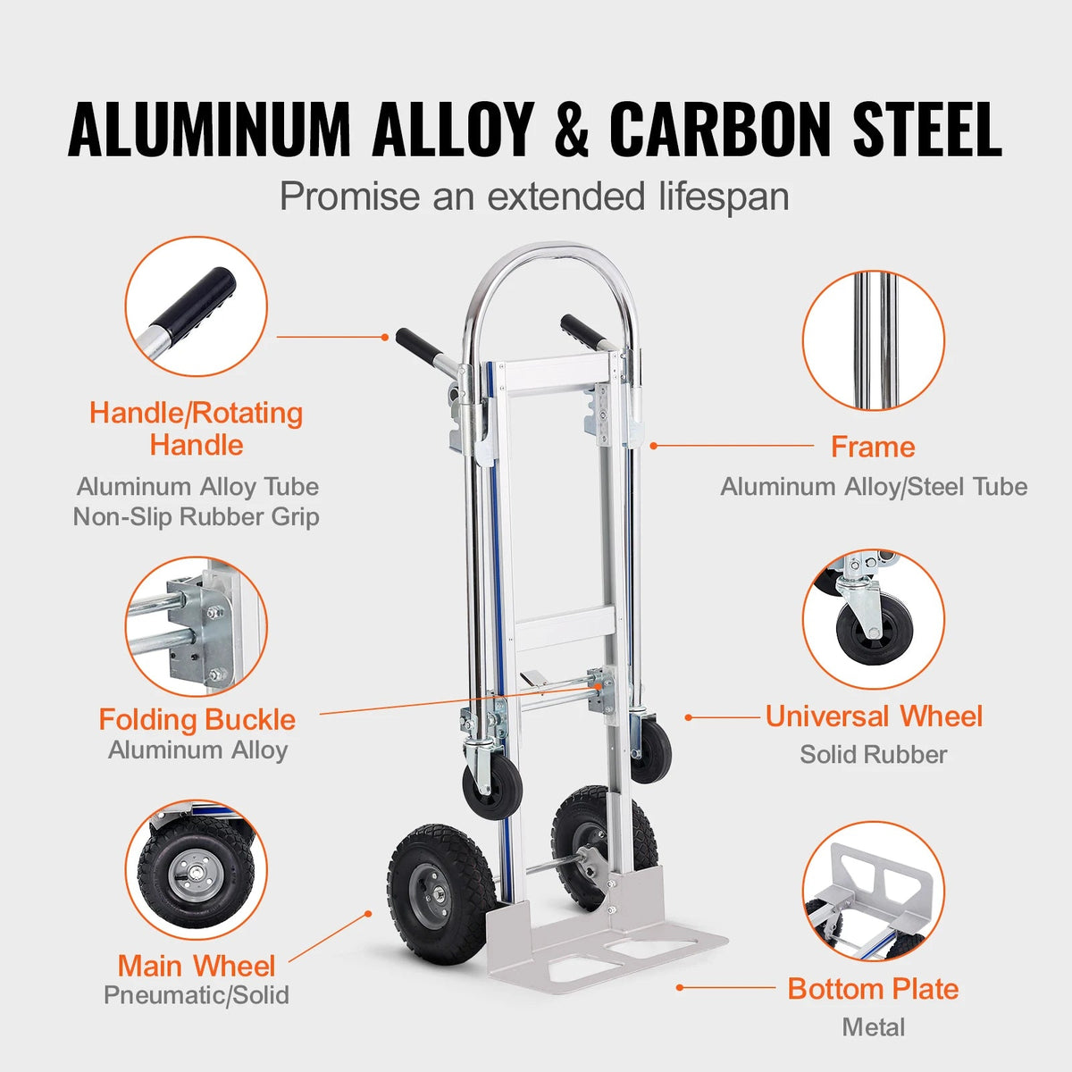 SucceBuy Folding Hand Truck Aluminum Heavy Industrial Collapsible Dolly Cart for Transport and Moving in Warehouse Supermarket - AMOCARTSucceBuy Folding Hand Truck Aluminum Heavy Industrial Collapsible Dolly Cart for Transport and Moving in Warehouse Supermarket