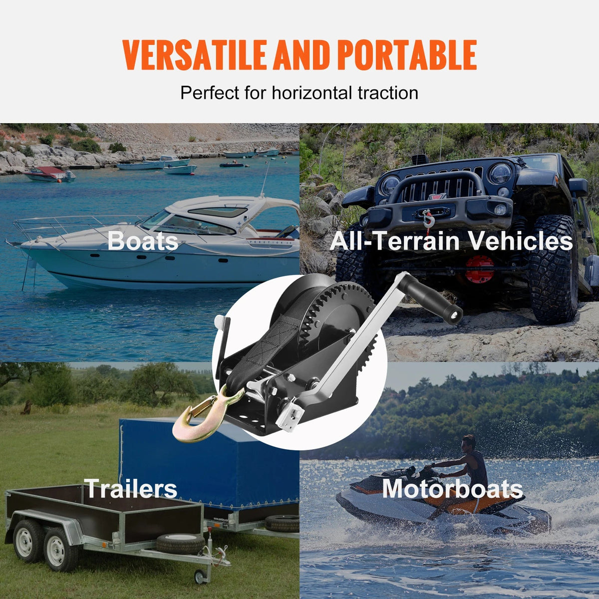 SucceBuy Hand Winch BoatTrailer Winch Heavy Duty Rope Crank Polyester Strap and Two-Way Ratchet Manual Operated Hand Crank Winch - AMOCARTSucceBuy Hand Winch BoatTrailer Winch Heavy Duty Rope Crank Polyester Strap and Two-Way Ratchet Manual Operated Hand Crank Winch
