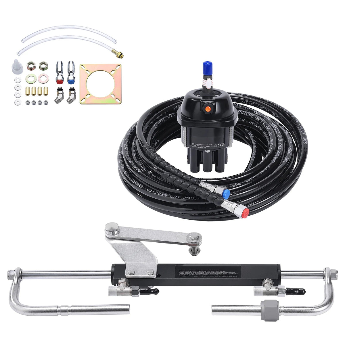 SucceBuy Hydraulic Outboard Steering Kit 90HP Marine Boat Hydraulic Steering System for Single Station Single-Engine Boats Use - AMOCARTSucceBuy Hydraulic Outboard Steering Kit 90HP Marine Boat Hydraulic Steering System for Single Station Single-Engine Boats Use