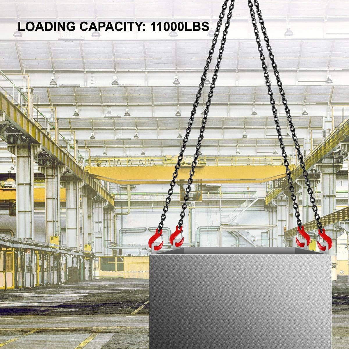SucceBuy Lifting Chain Sling Lifts 5Tonne 1.5M 3M 4M X 5/16 Inch Heavy Duty With 4 Legs Grade Hooks and Adjuster G80 Alloy Steel - AMOCARTSucceBuy Lifting Chain Sling Lifts 5Tonne 1.5M 3M 4M X 5/16 Inch Heavy Duty With 4 Legs Grade Hooks and Adjuster G80 Alloy Steel