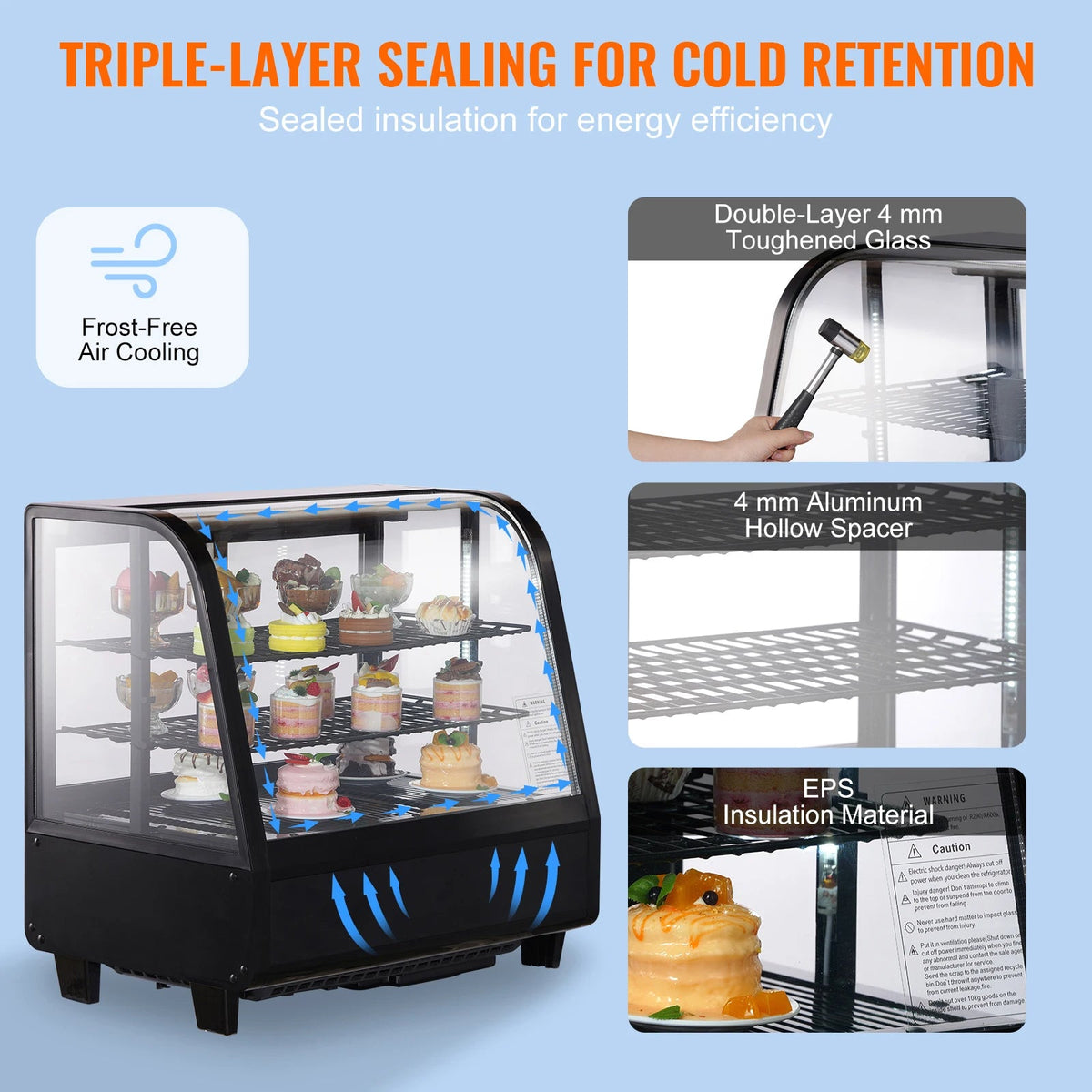 SucceBuy Refrigerated Display Case Countertop Pastry Display Case LED Lighting TURBO Cooling Frost Free Air Cooling - AMOCARTSucceBuy Refrigerated Display Case Countertop Pastry Display Case LED Lighting TURBO Cooling Frost Free Air Cooling