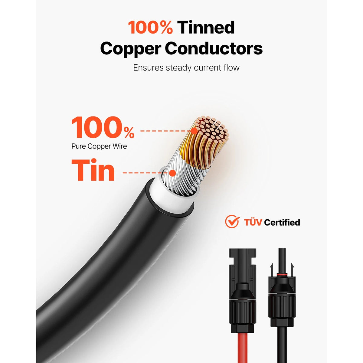 SucceBuy Solar Panel Extension Cable 20FT Black + 20FT Red / 30FT Black + 30FT Red / 50FT Black + 50FT Red / 100FT Black + 100FT Red 10AWG with Female & Male Waterproof Connectors 6mm² PV Cable for Home Ship - AMOCARTSucceBuy Solar Panel Extension Cable 20FT Black + 20FT Red / 30FT Black + 30FT Red / 50FT Black + 50FT Red / 100FT Black + 100FT Red 10AWG with Female & Male Waterproof Connectors 6mm² PV Cable for Home Ship